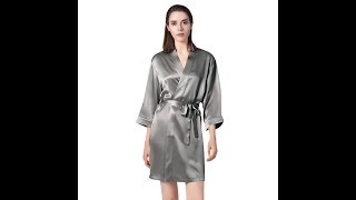 Luxe Silver Silk Short Robes for Women | ElleSilk