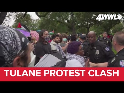 Pro-Palestine Demonstrators Clash With Police On Tulane Campus - YouTube