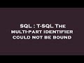 SQL : T-SQL The multi-part identifier could not be bound