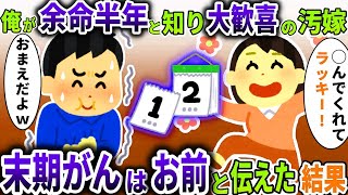 余命三ヶ月の俺に大歓喜の汚嫁「やっと◯んでくれてラッキー！」→末期がんはお前と伝えた結果【スカッと】