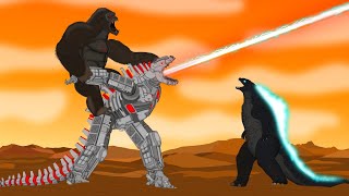 Godzilla vs Kong Attack Mechagodzilla [HD] | Godzilla & Kong Animation Cartoon Movies