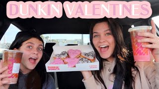 TRYING DUNKIN'S VALENTINES MENU (DRINKS + DONUTS)! EMMA AND ELLIE