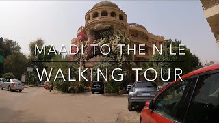 4K Walking from Maadi to the Nile Corniche, Cairo Egypt longplay