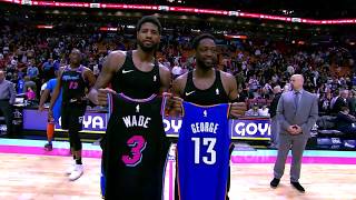 Paul George And Dwyane Wade Exchange Jerseys After Oklahoma City Thunder vs. Miami Heat Game
