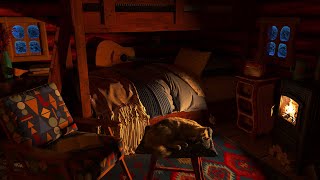 ASMR for Sleep - Cat in a Cozy Winter Cabin Ambience