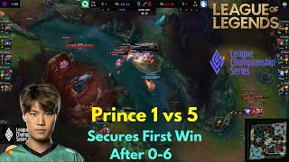 Mastering Prince 1 vs 5  Got FLY First Win After 6 Game Losing Streak #nalcs #prince #lolesports