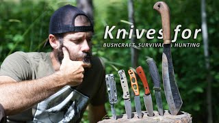 The KNIVES I use for BUSHCRAFT, SURVIVAL, & HUNTING | Knife Sharpening TIPS