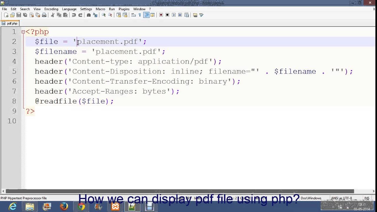 Display Pdf File Using Php Youtube