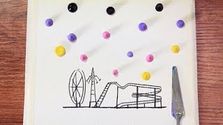 Amusement Park Landscape｜Acrylic Painting on Canvas Step by Step #409｜Satisfying ASMR #StayHome