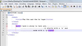 HTML Tutorial - 6: The Pre Tag & Horizontal Rules
