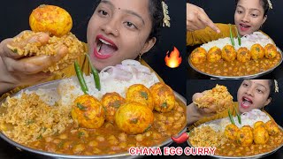 CHANA EGG CURRY WITH RICE EATING 🤤🌶️