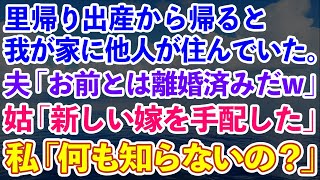 【スカッとする話】里帰り出産から帰ると我が家に他人が住んでいた→夫「お前とはもう離婚したw」姑「新しい嫁を手配したわ」私「アンタ達何も知らないのね」結果w【修羅場】