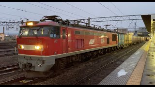 EF510-12けん引下りJR貨物発車(JR弘前駅)22.12.07