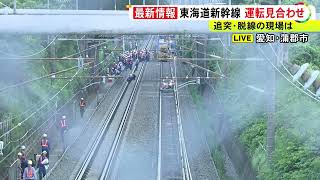 復旧作業は午後7時頃までか…東海道新幹線の事故現場 13時間以上経過も保守用車両1台残る 台車交換し牽引予定