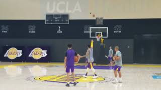 Lonzo Ball and Kyle Kuzma have half-court shot contest after practice | ESPN