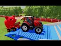 case vs steyr vs john derre vs fendt vs landini tractors battle with pigs farming simulator 22