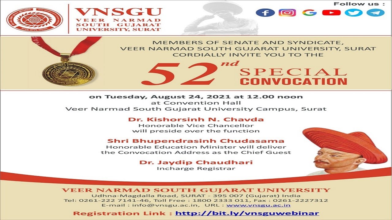 || ૫૨ મો ખાસ પદવીદાન સમારંભ || 52nd Special Convocation || VNSGU || 24 ...