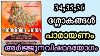 അർജ്ജുനവിഷാദയോഗം :- ശ്ലോകങ്ങൾ 34,35,36പാരായണം Chanting slokas 34,35,36 Chapter 1