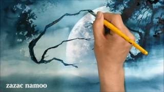 부엉이숲-수채화일러스트-watercolor illust-Easy step by step watercolor tutorial