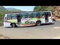 private bus and bike turning on hairpin bend in sirumalai hills at dindigul