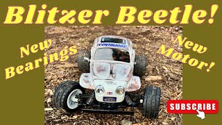 Tamiya Blitzer Beetle, Winter Evening bearings, motor upgrade, 22mph #rc #rccar #tamiya