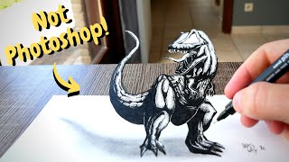 I try drawing 3D OPTICAL ILLUSION 😵 *anamorphic art tutorial on paper*