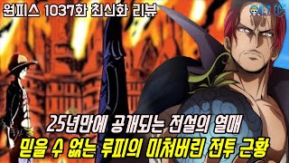 [원피스 1037화 최신화 풀버전 리뷰]드디어 25년만에 최초로 공개되는 전설의 열매와 믿을 수 없는 루피의 미친 전투 근황...