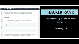 2D Array -DS HackerRank | Problem Solving Using Python | Data Structure. hourglass prob with python.