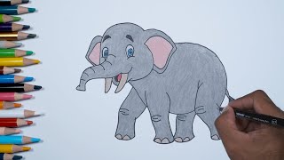 Menggambar dan Mewarnai Gajah | How to easy Draw Elephant