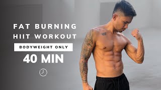 40 Min Fat Burning HIIT Workout - Full body Cardio, At Home, No Equipment, No Repeats