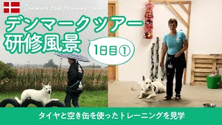 【デンマークツアー研修風景（1日目_1）】 タイヤと空き缶を使ったトレーニングを見学