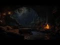 Sleep to Rain & Heavy Thunder in a Cozy Cave (LIVE 24/7) 😴🔥Warm Campfire Ambience for a Calm Night