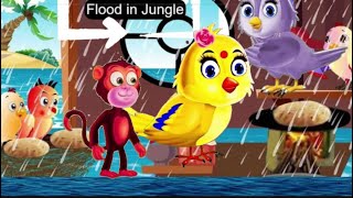Flood in jungle| tuni chidiya ki kahani| hindi moral stories |