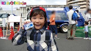 ごみ収集車！清掃工場でゴミ収集車体験！ トミカのダイナ清掃車をもらいました♪