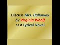 Mrs. Dalloway as a Lyrical Novel