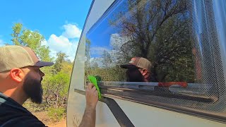 RV acrylic/ plexiglass/ plastic window cleaning.