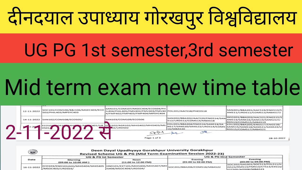 UG PG 1st Semester 3rd Semester New Time Table 2022 B.a M.a B.com B.sc ...