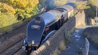 A4 Sir Nigel Gresley steams through Brighouse on mainline trip