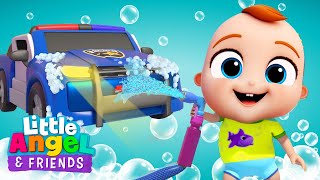 Washing Cars and Trucks! | Little Angel And Friends Kid Songs