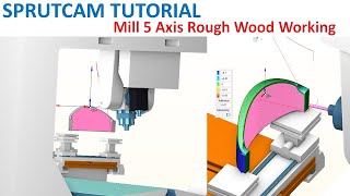 SprutCAM Tutorial #270 | Milling 5 Axis Roughing Wood Working