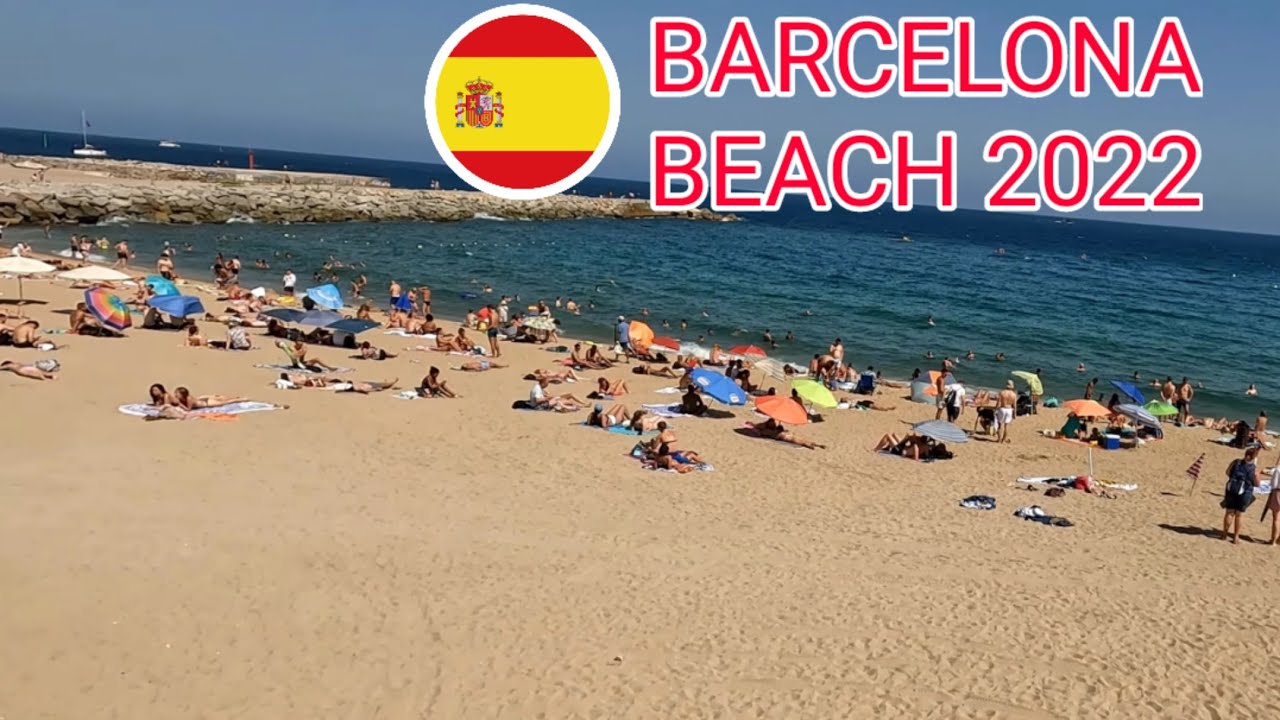 Barcelona Beach 2022 | Crowded Beach Walk | 4k Beach Walk Spain # ...