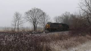 Solo  CSX Coal train going through Sterling, Ohio on January 7, 2024