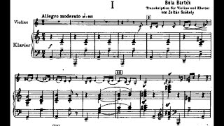 Béla Bartók: Romanian Folk Dances Sz. 56 | Violin and Piano (Score video)