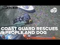 U.S. Coast Guard rescues 5 people and a dog after boat runs aground #coastguard #waterrescue