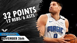 Nikola Vucevic - 2018.11.26 - Warriors vs Magic - 30 Pts, 12 Rebs, 6 Asts