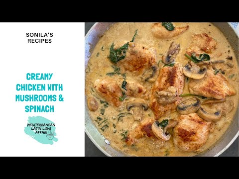 Creamy chicken, mushroom and spinach skillet dish