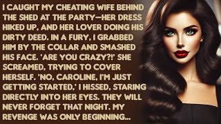 I caught my cheating wife behind the shed at the party—her dress hiked up, and her lover doing...