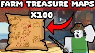 HOW TO FARM TREASURE MAPS  AND OPENING CHESTS FISCH ROBLOX