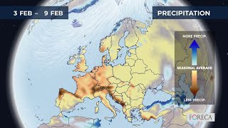 Monthly precipitation forecast for Europe 1/2/2025