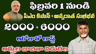 ఫిబ్రవరి 1 నుండి పీఎం కిసాన్+అన్నదాత సుఖీభవ 2000+6000 అర్హుల లిస్టు ఇదే || ap annadatha sukhibhava